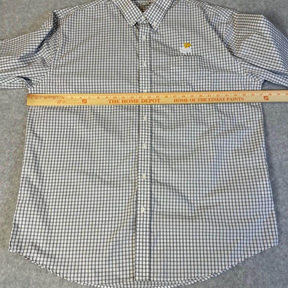 Vantage Mens 2X Grey Gingham Long Sleeve Button Down Shirt Bird Logo Pocket - Picture 3 of 12